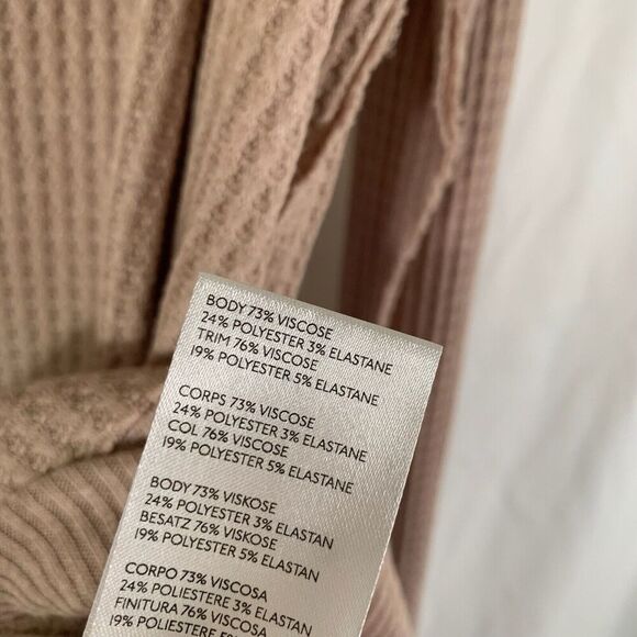 We the Free Tunic Blouse Womens Small Tan Waffled Knit Oversized Long Sleeve - Picture 6 of 8